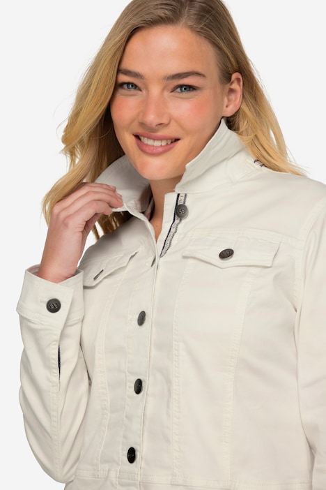 Jeansjacke, Hemdkragen, Zierbänder, Langarm