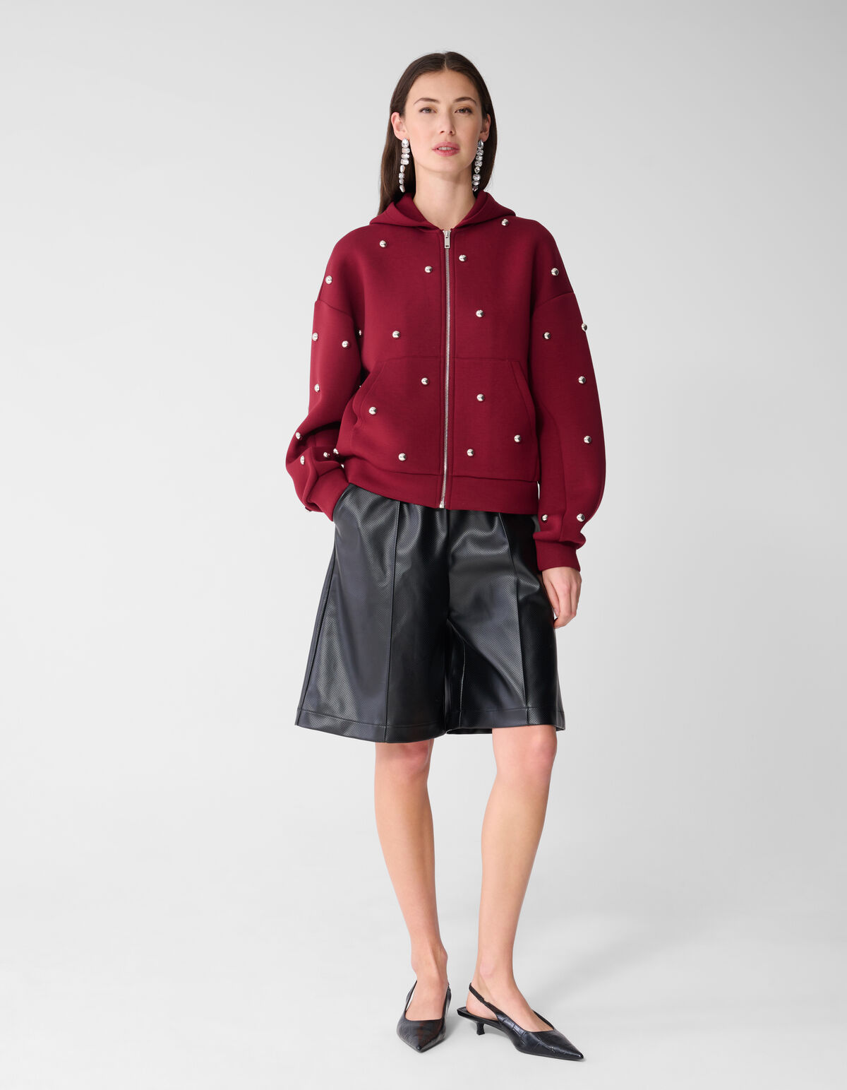 Relaxed Fit Vegan Leren Short Zwart