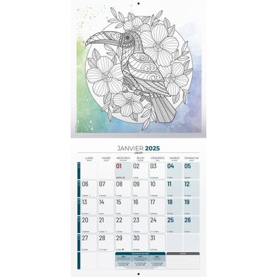 Calendrier illustré BOUCHUT 30 x 30 cm A COLORIER 70 %