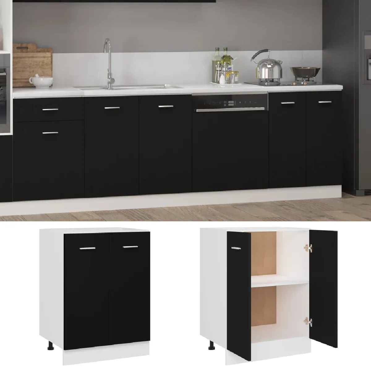 vidaXL Armoire de Plancher - 60x46x81.5 - Noir