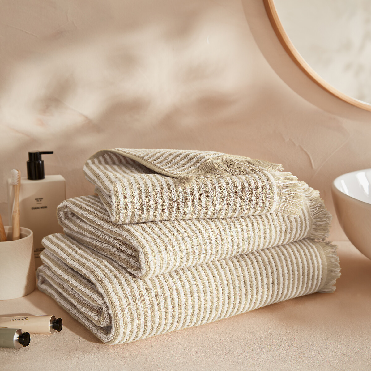 LA REDOUTE INTERIEURS<br>Toalha felpuda às riscas Malo 500 g/m²