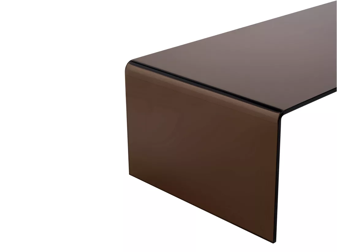 Table basse en verre trempé courbé - Brun - ALONZO