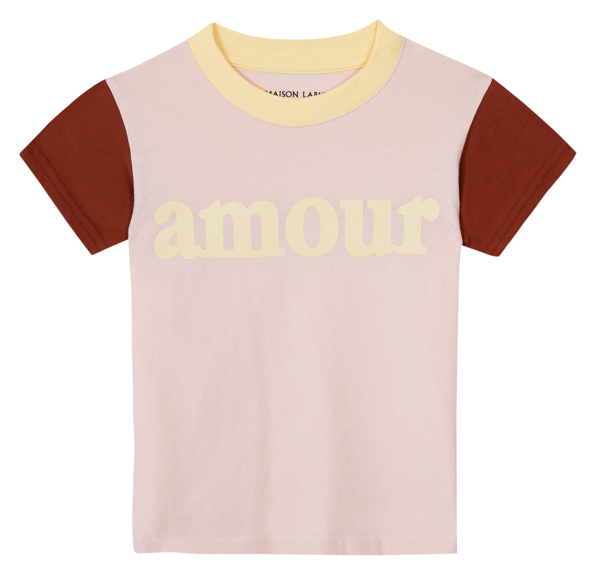 LEON AMOUR - Tee-shirt col rond brodé en coton bio | Rose
