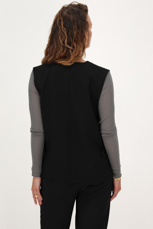 Zwart gilet met strikjes aan de zijkant
