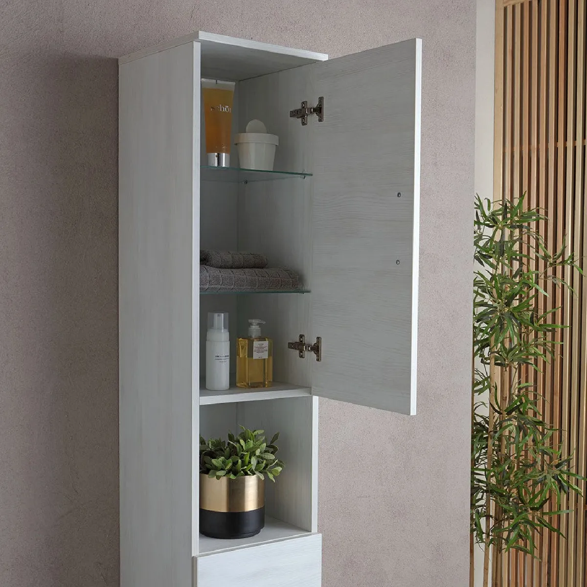 Kiamami Valentina Colonne de salle de Bain - 190 cm - Chêne Blanc