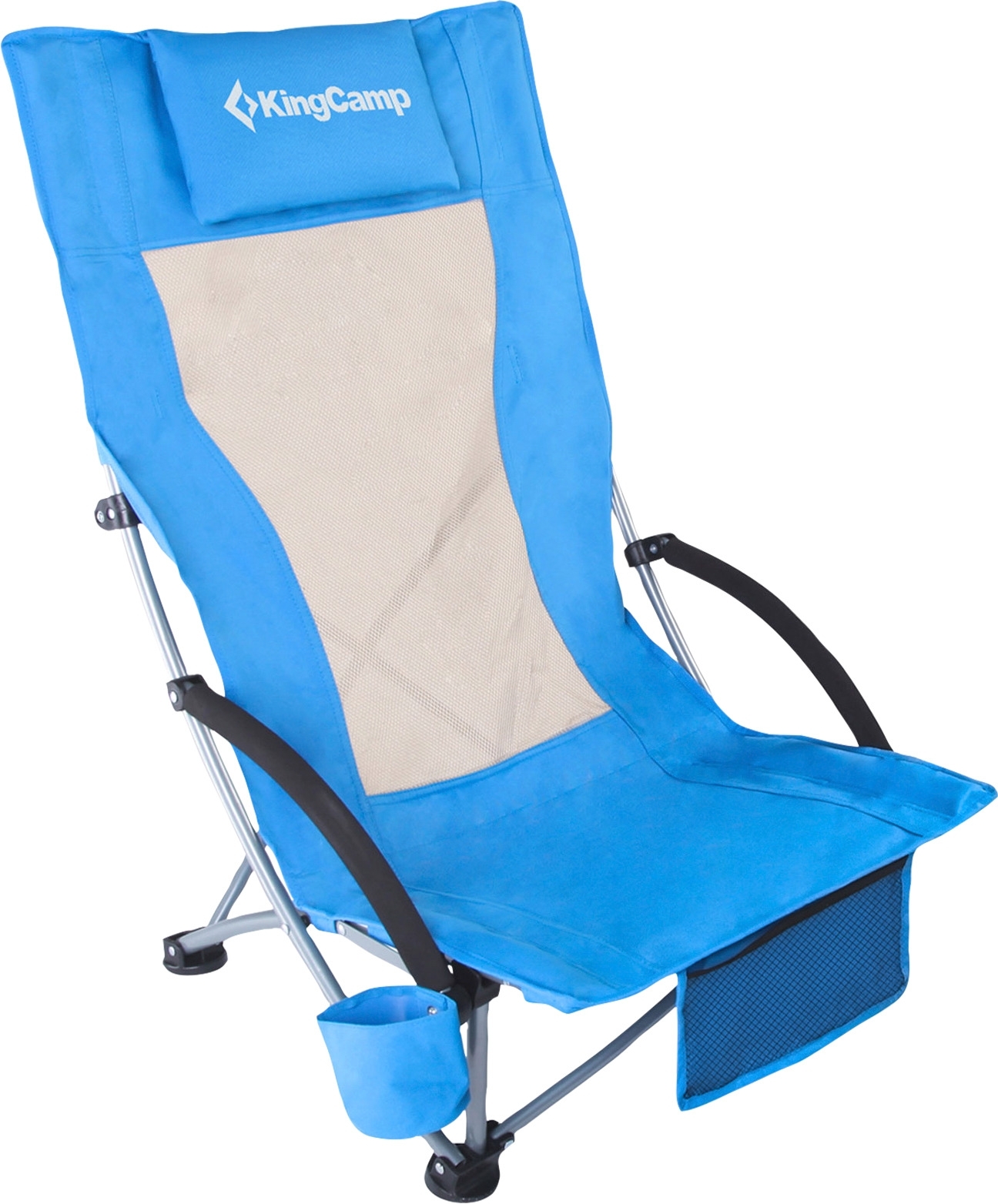 KingCamp High Beach Chair Faltstuhl mit hoher Lehne und Liegestuhl-Komfort royal blue