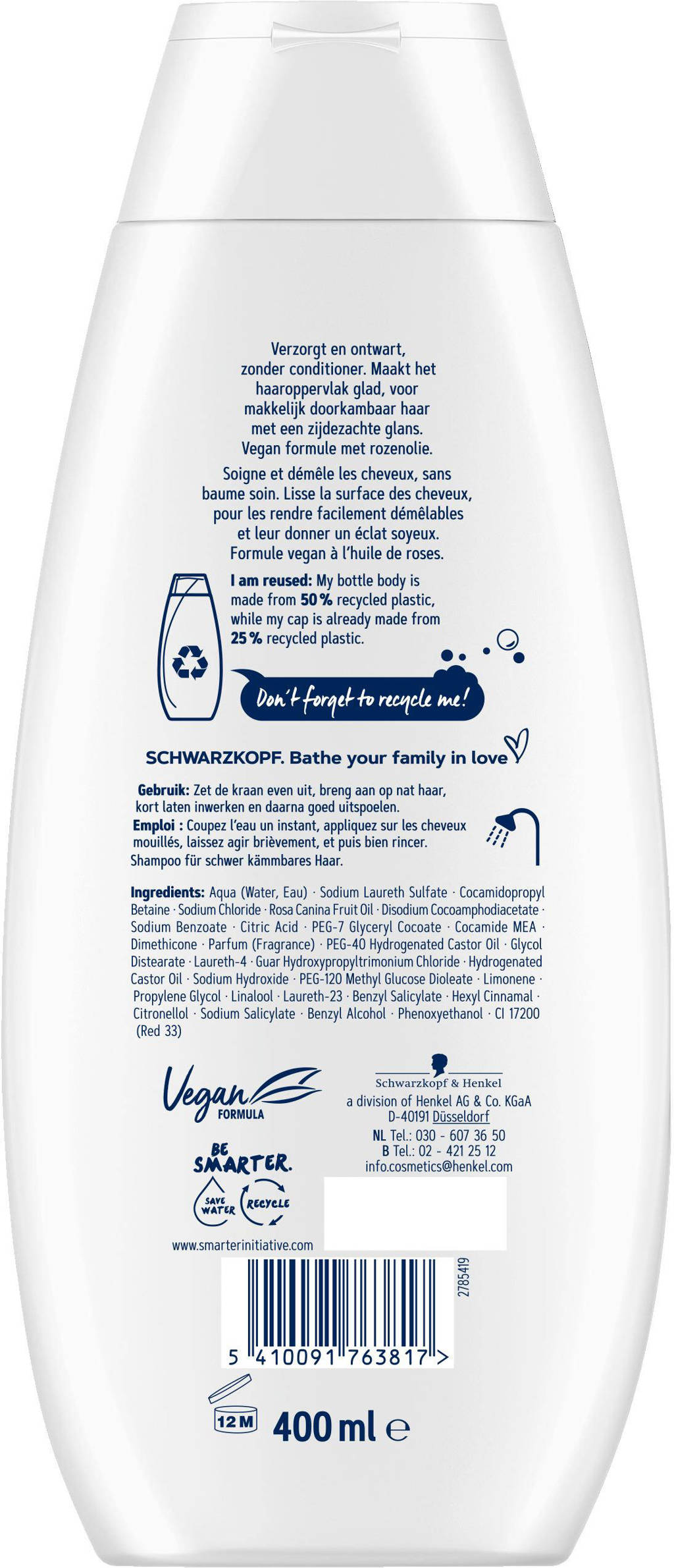 Fijne shampooZijde-Doorkammer shampoo - 5 x 400 ml - voordeelverpakking