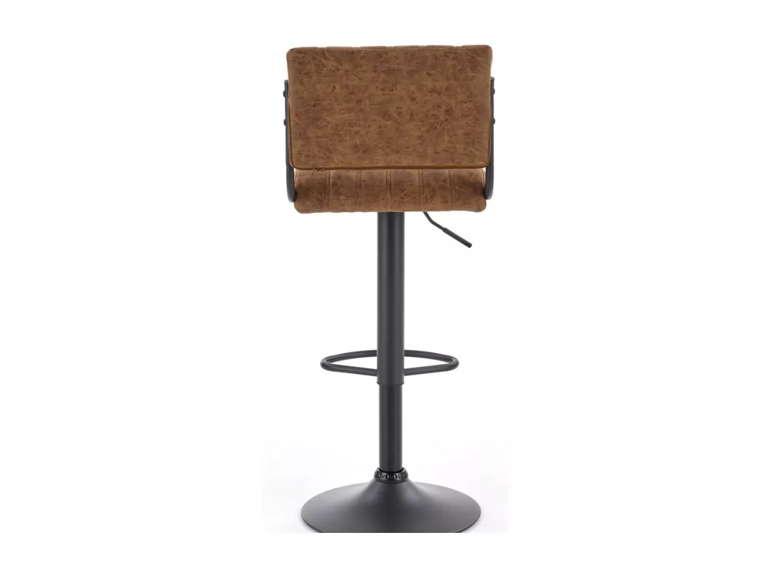 Tabouret de bar en éco-cuir marron avec pied en métal noir BIRMINGHAM