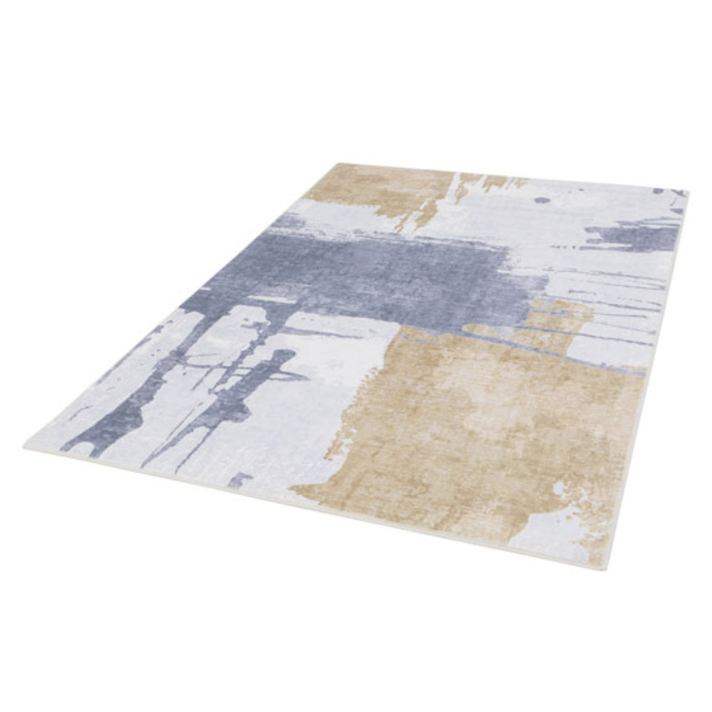 Tapis doux en fausse fourrure - paoli - gris et ocre - 120 x 170 cm