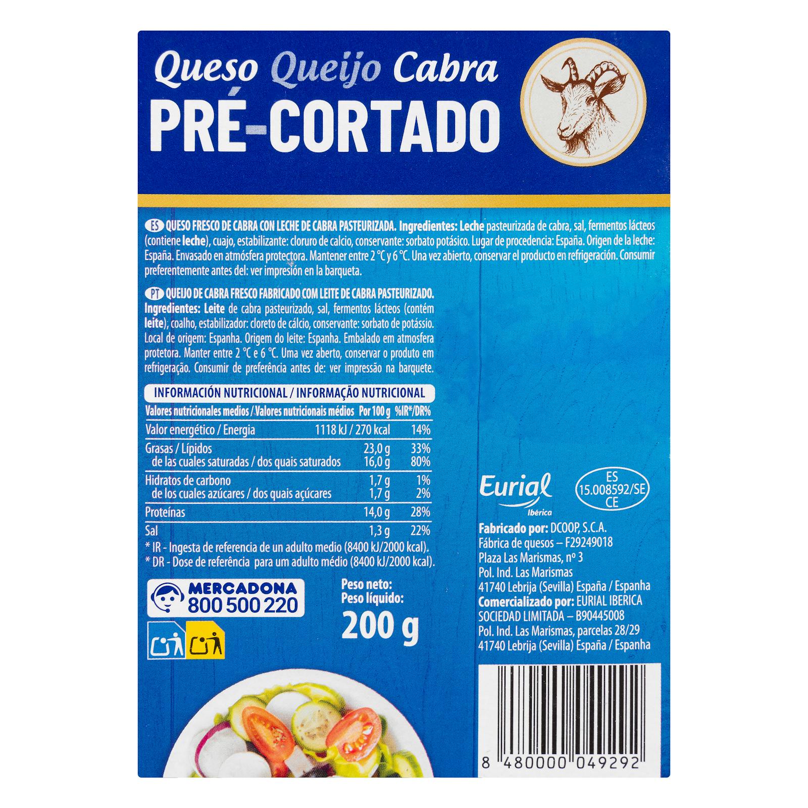 Fromage de chèvre prédécoupé Hacendado