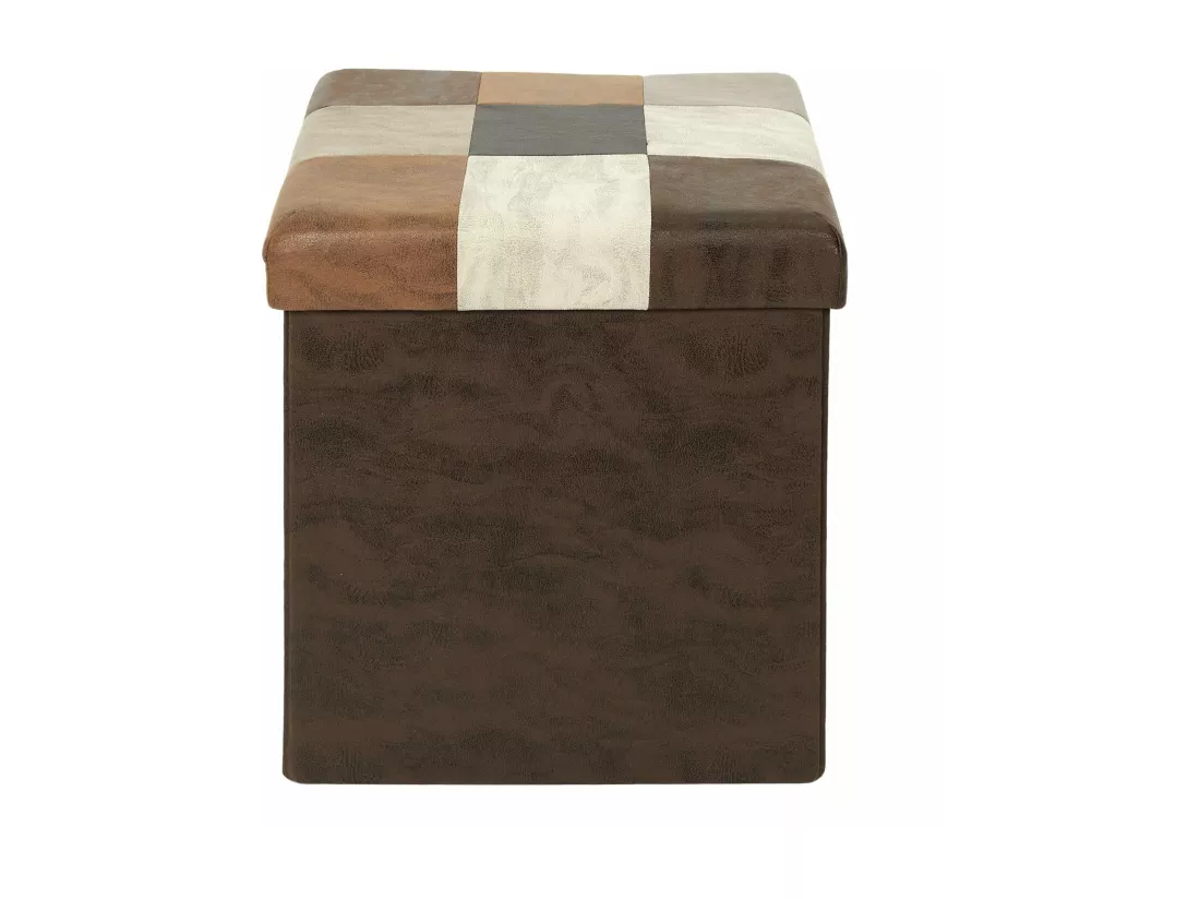 Coffre Pouf Pliable Patchwork Pu M4