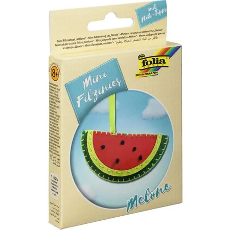 Folia Filz Nähset für Kinder Mini Filzinie, Anhänger Melone, 14 teilig