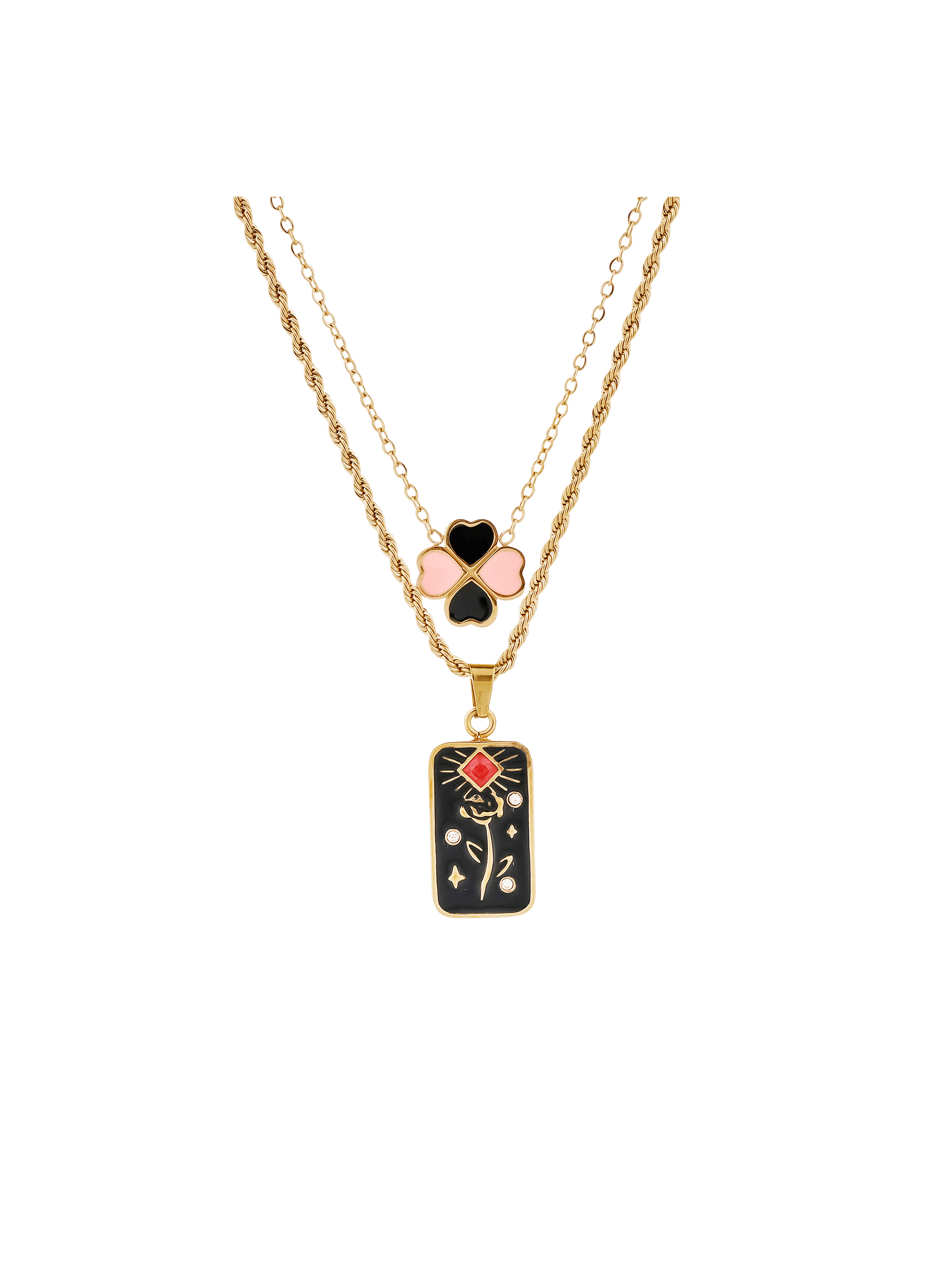 ROSALIA - Collier multirangs en laiton | Noir