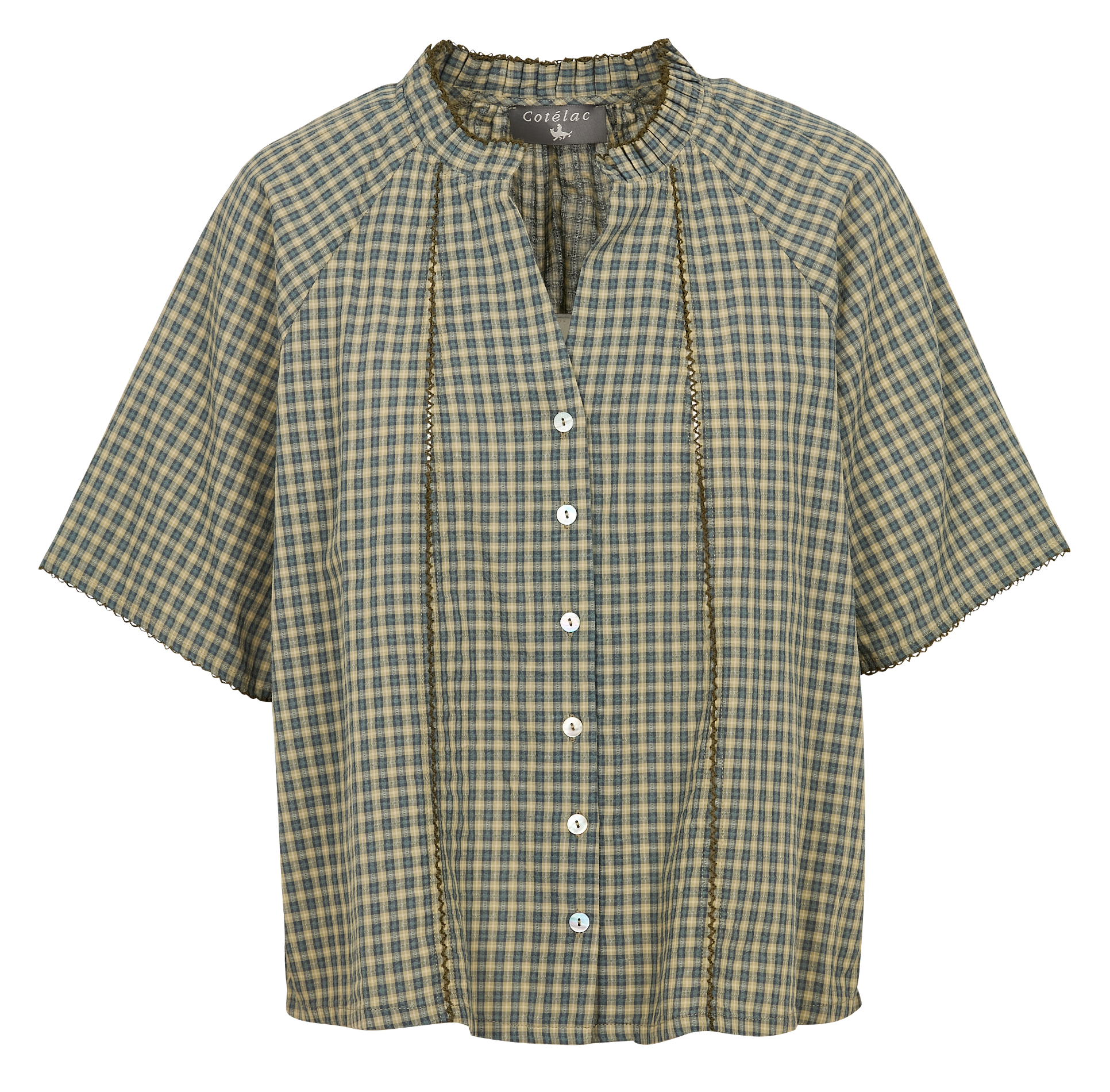 Chemise col rond en coton | Vert