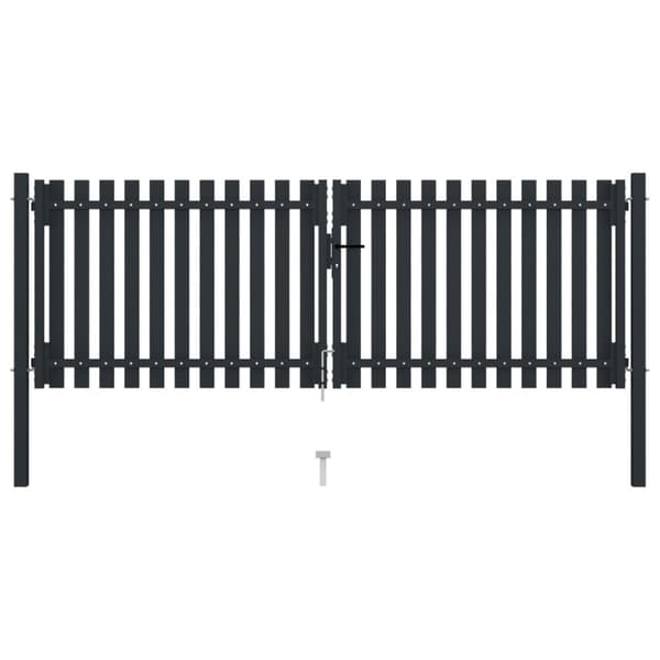vidaXL Hageport med dobbel dør stål 306x175 cm antrasitt