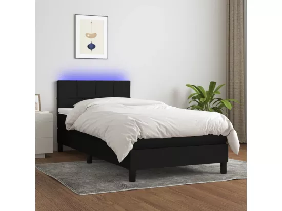 Sommier tapissier avec matelas et LED Noir 90x190 cm Tissu