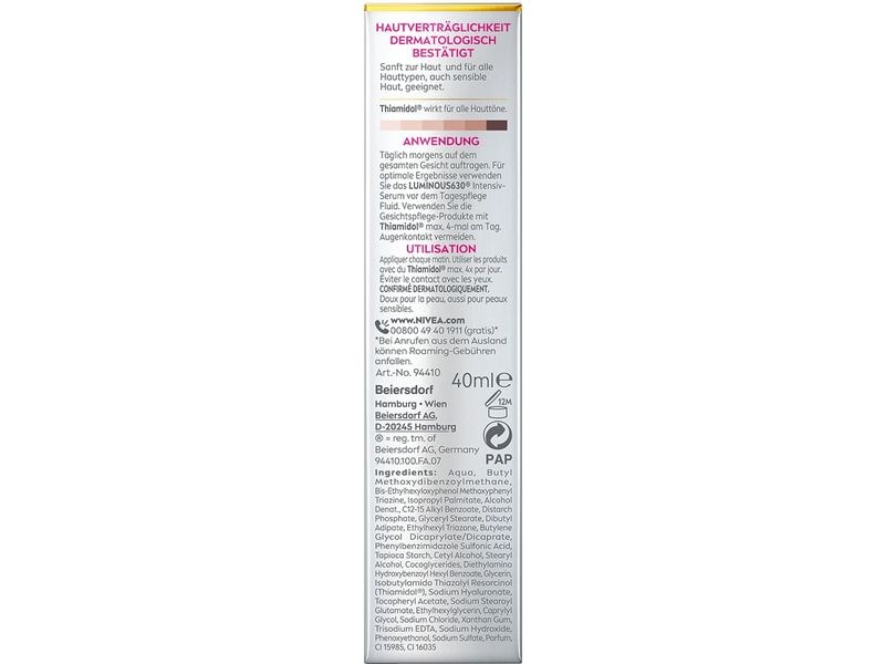 NIVEA Gesichtsfluid Luminous Anti-Pigmentflecken 40 ml Luminous630 Anti-Pigmentflecken Tagesfluid LSF 50