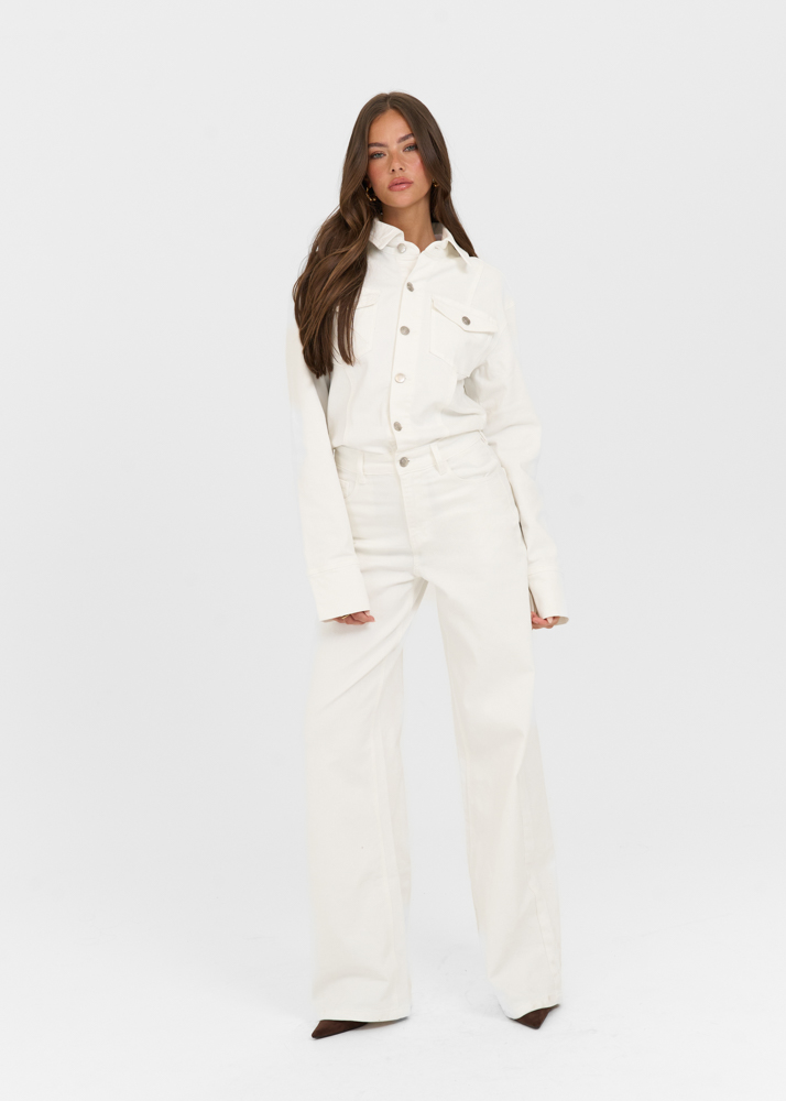 Denim stretch jumpsuit ecru