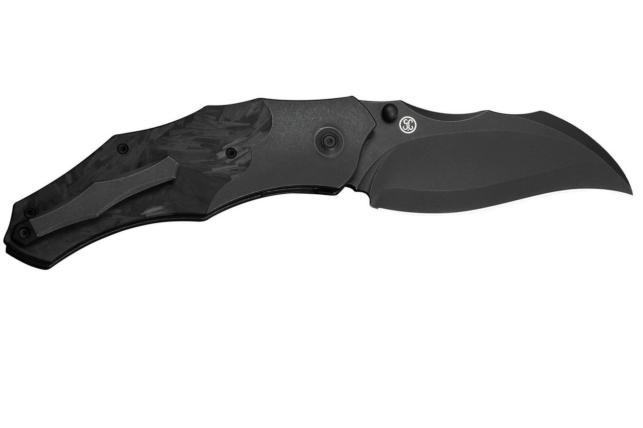 WE Knife Orc Boss WE24042-1 Blackwashed CPM 20CV, Black Titanium Shredded Carbon Inlay, zakmes, Grant Chambers design