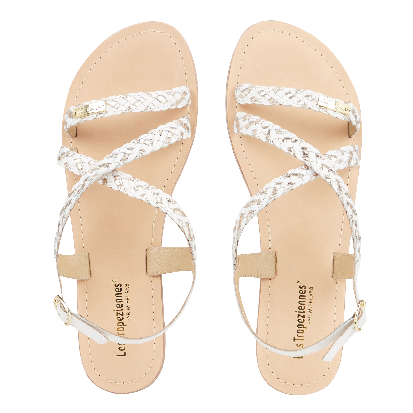 DIAMS - Sandales plates en cuir | Blanc