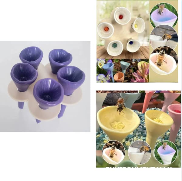INF Resin Flower Bee drikkefontene (sett med 2)