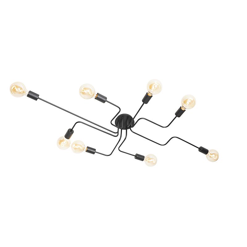 Design plafondlamp zwart 8-lichts - Facile
