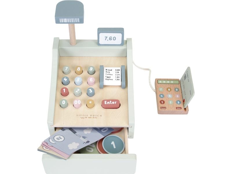 Little Dutch Kaufladen Spielkasse mit Scanner Kasse aus Holz für Kaufmannsläden