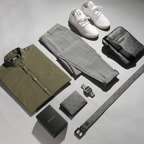 Chemise Manches Longues Col Mao Slim Fit 1706 Vert Kaki