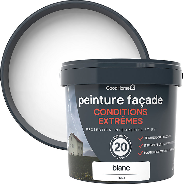 Peinture extérieure façade autonettoyante Premium GoodHome blanc 5L