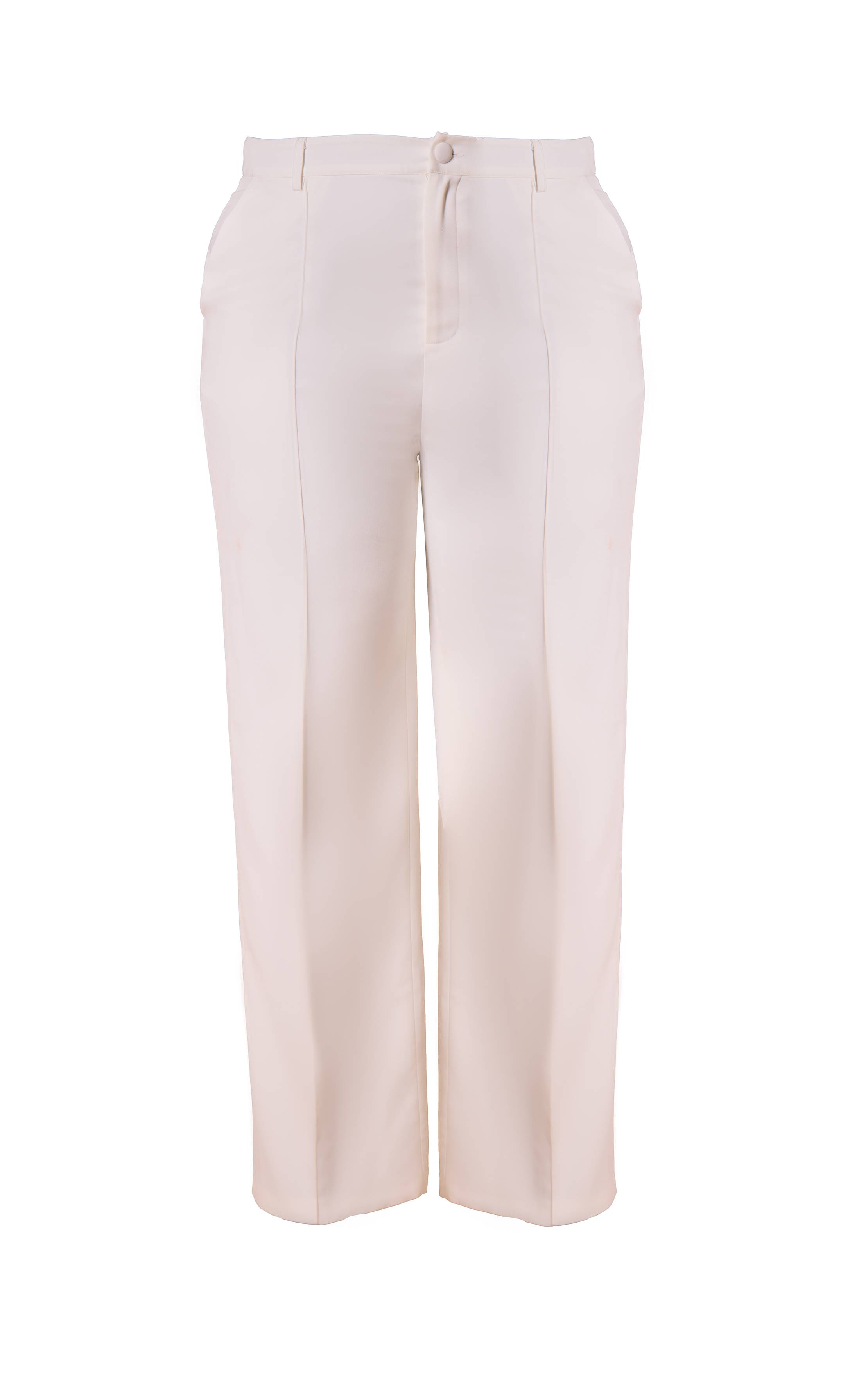 Blanc Pantalon Droit Tissé À Pinces Premium Plus Ensemble Coordonné