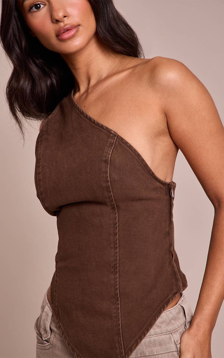 Chocolat Top Asymétrique En Denim Petite
