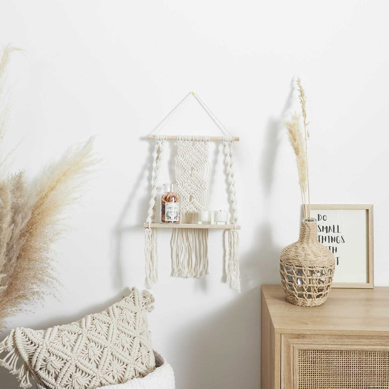 Home Deco Factory Etagère déco Boho beige/marron - 30x50x15 cm