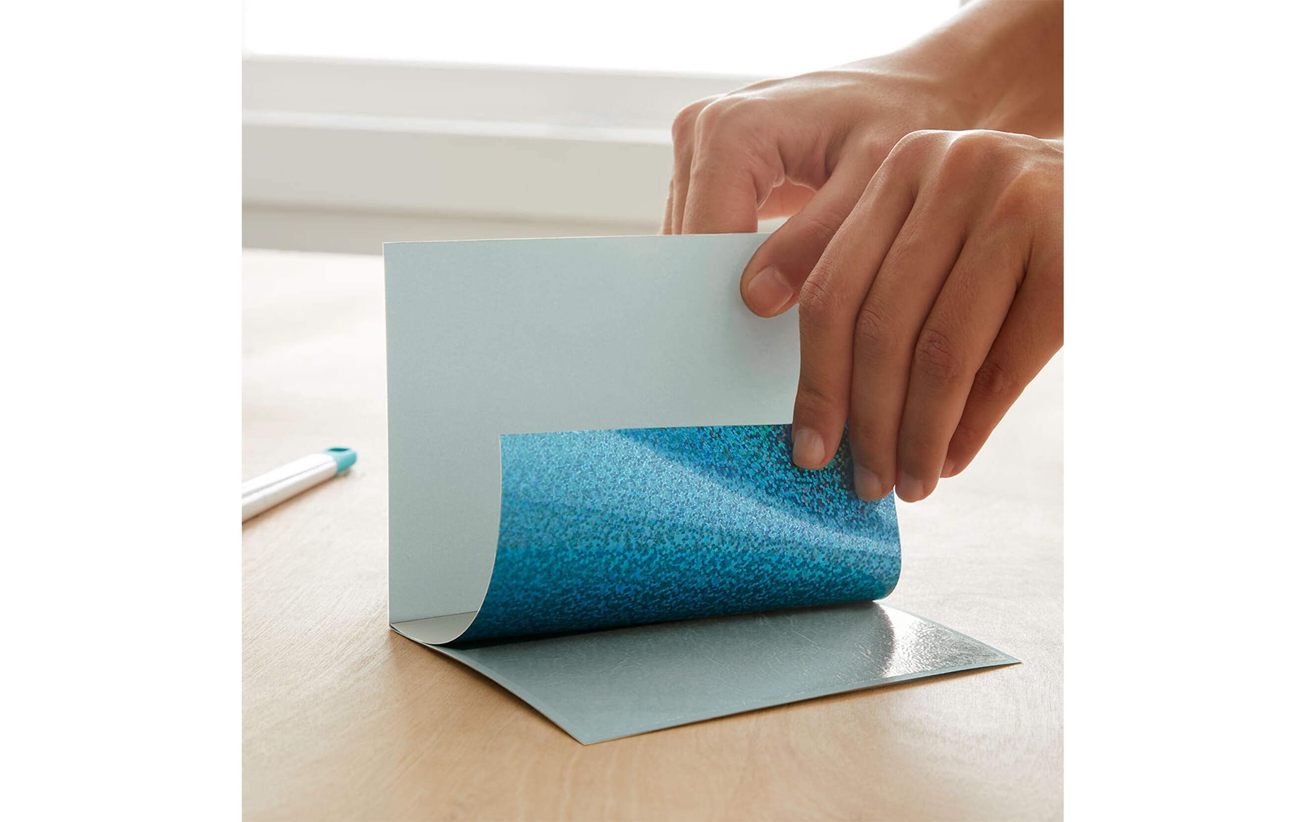 Blankokarte Joy cut-away 10.8 x 14 cm, Blau/KhakiPraktische Kartensets mit Couverts