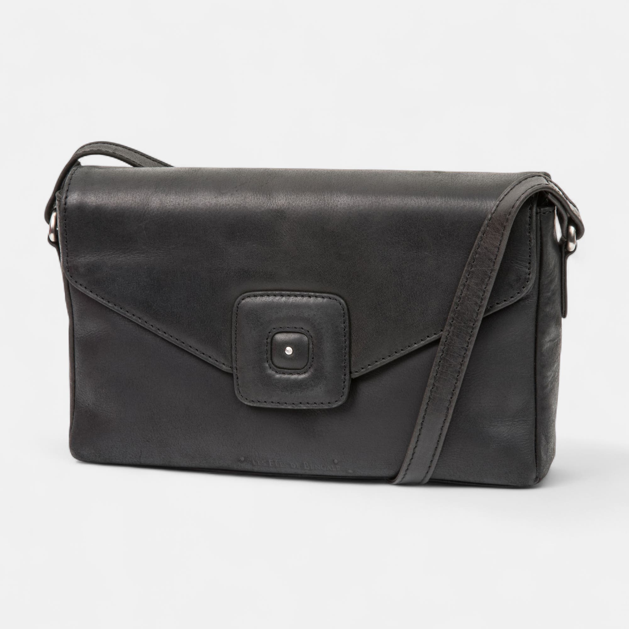 Sac bandoulière en cuir noir