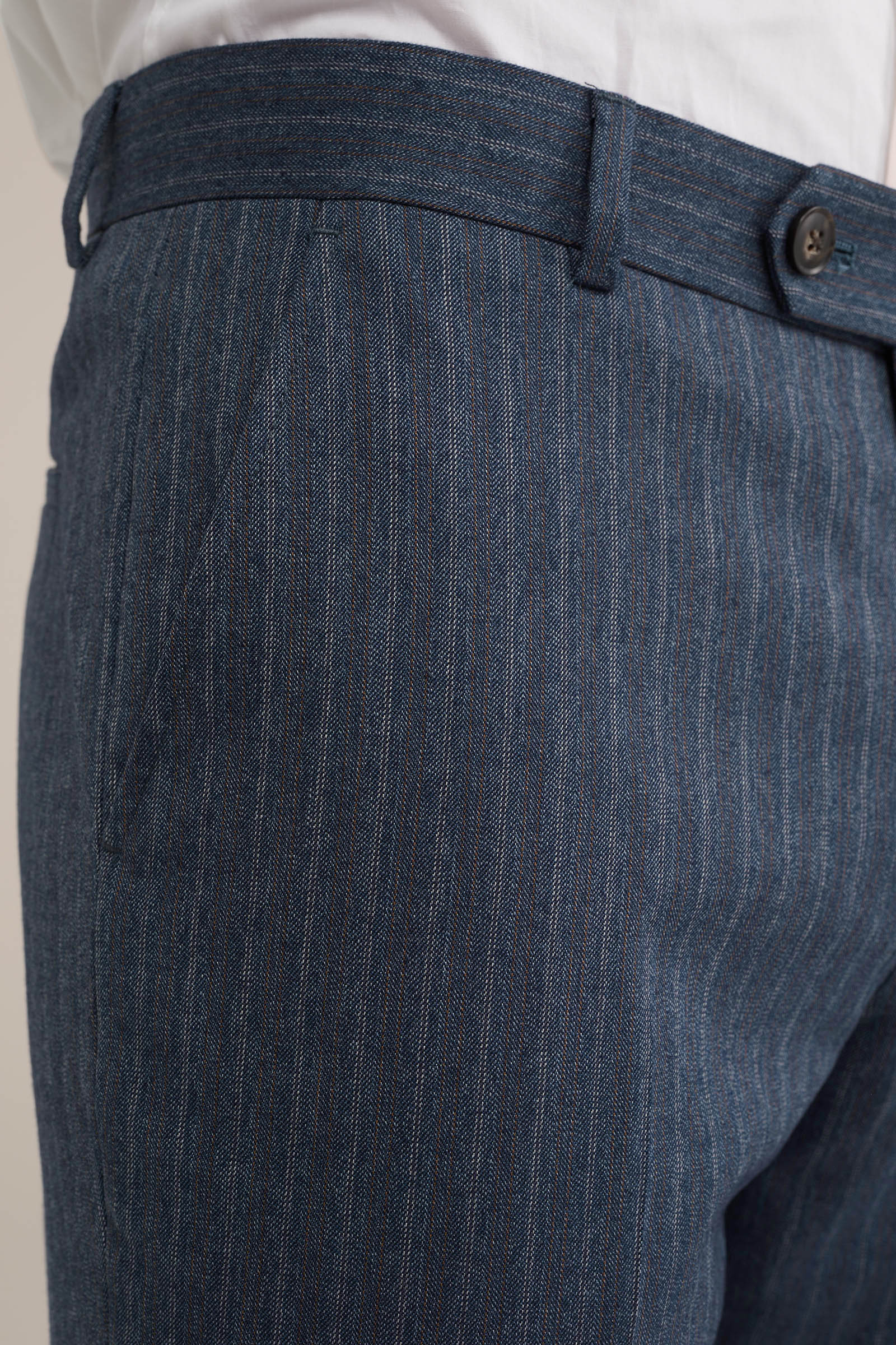 slim fit pantalon met subtiele streep WE Fashion Grijsblauw