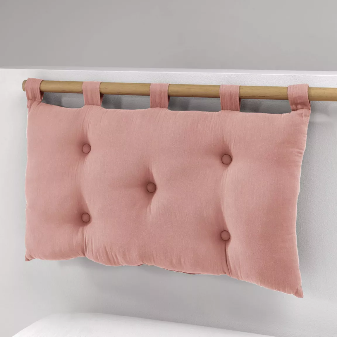 Tête de lit coussin gaze de coton (80 x 50 cm) Gaïa Rose pêche