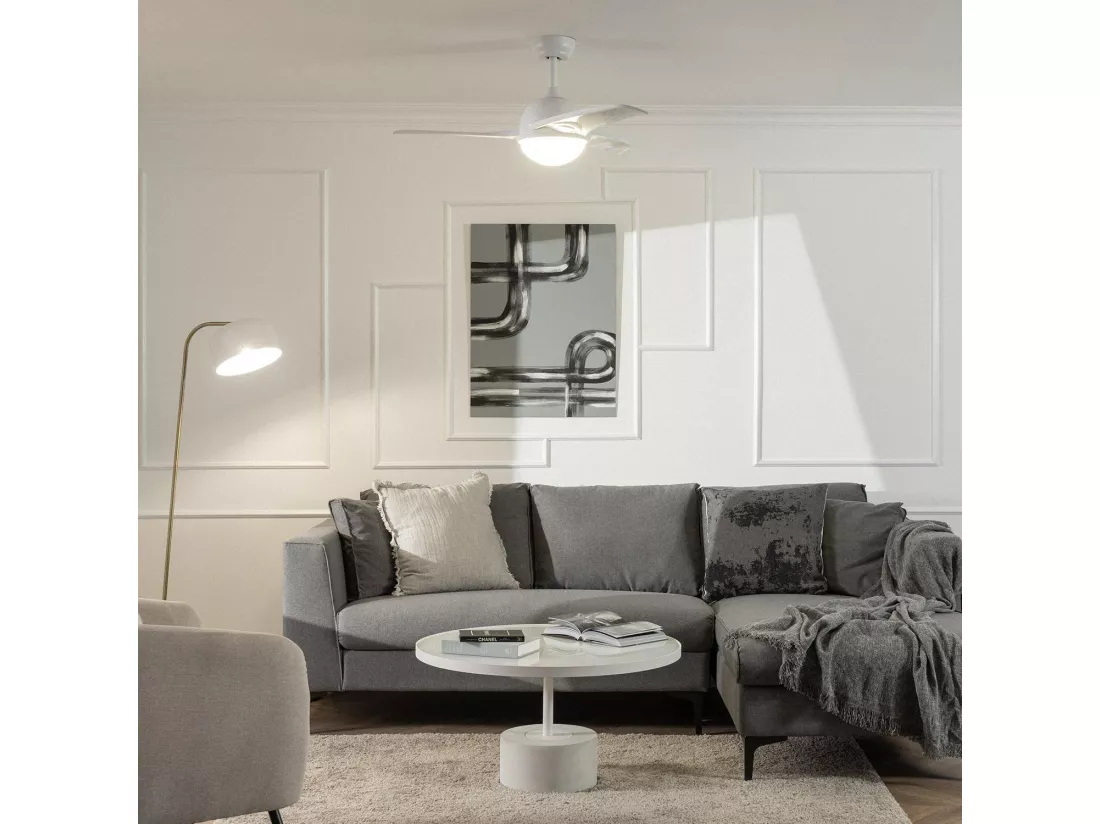 Ventilateur de Plafond Silencieux Aran Blanc 107cm Moteur DC Blanc