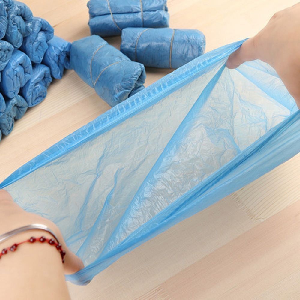 (100er Set) Einweg Schuhabdeckungen Schuhüberzug Wasserabweisend - Blau