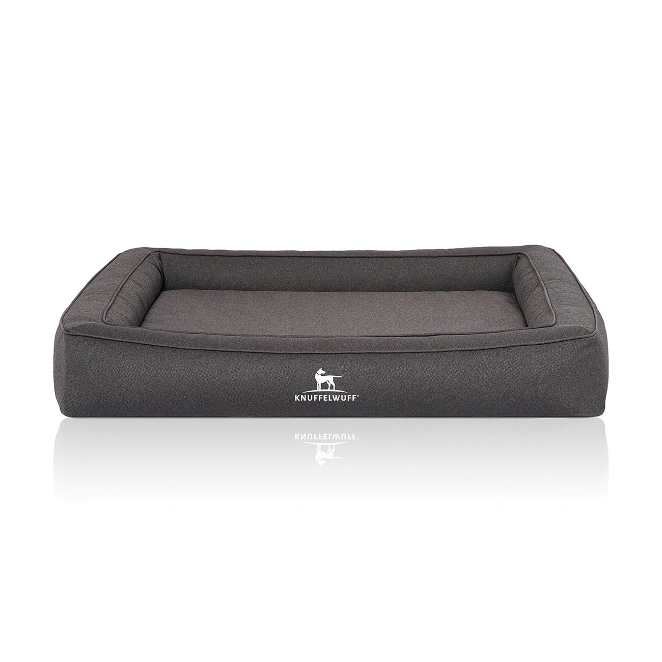 Knuffelwuff Orthopädisches Hundebett aus Velours mit Handwebcharakter Yukon anthrazit M-L