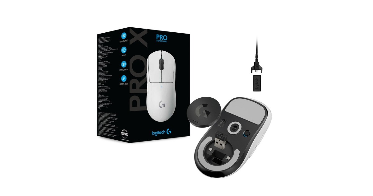 Logitech GPRO X SUPERLIGHT Wireless gaming muis  (Wit, 100 - 25.600 dpi)