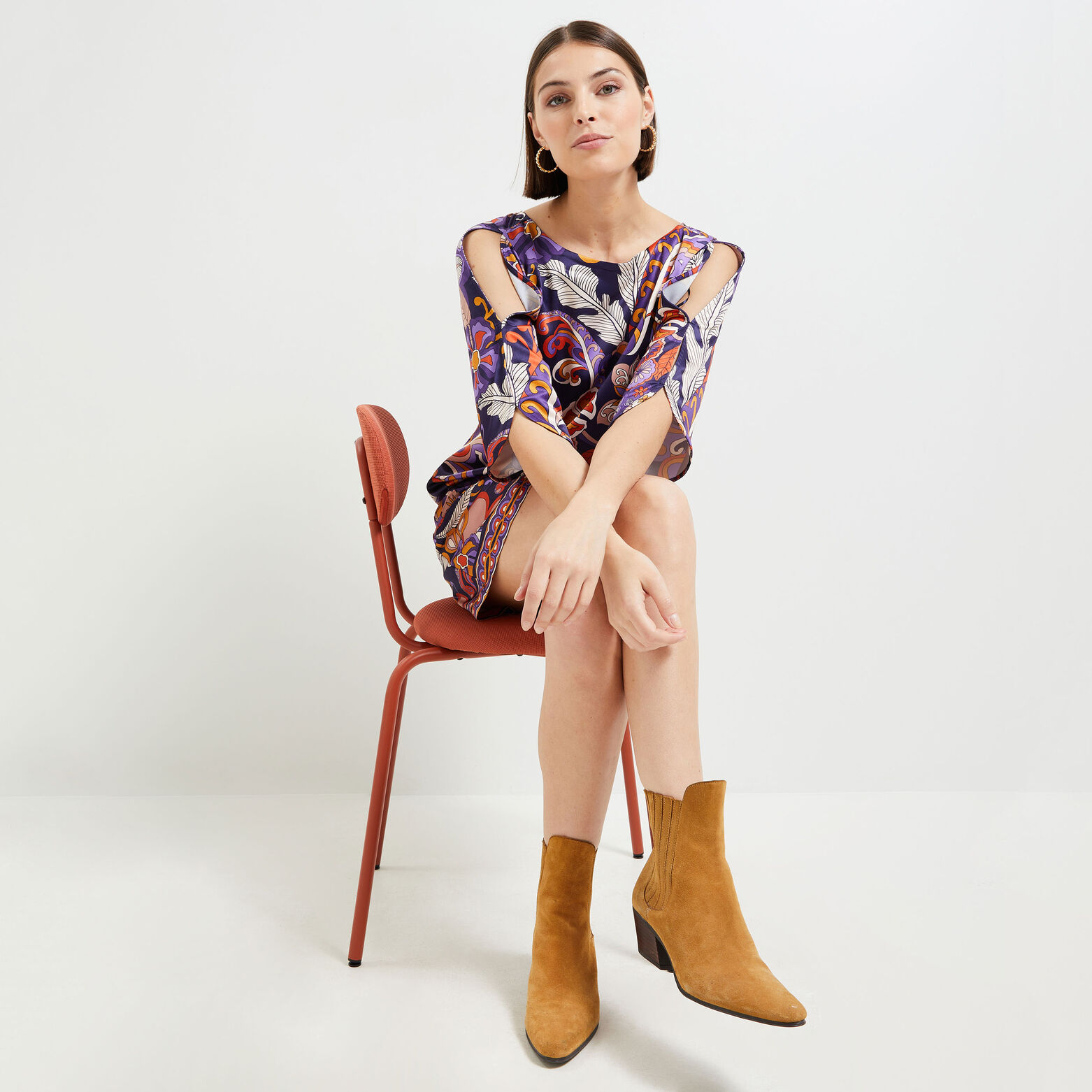 Robe genoux imprimée femme
