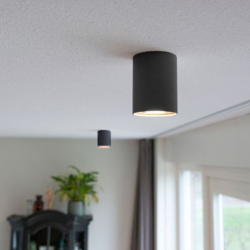 Smart opbouwspot zwart met staal incl. WiFi GU10 - Rondoo up