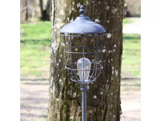 Lampadaire luminaire salon industriel rétro sur pied LED métal gris 140cm
