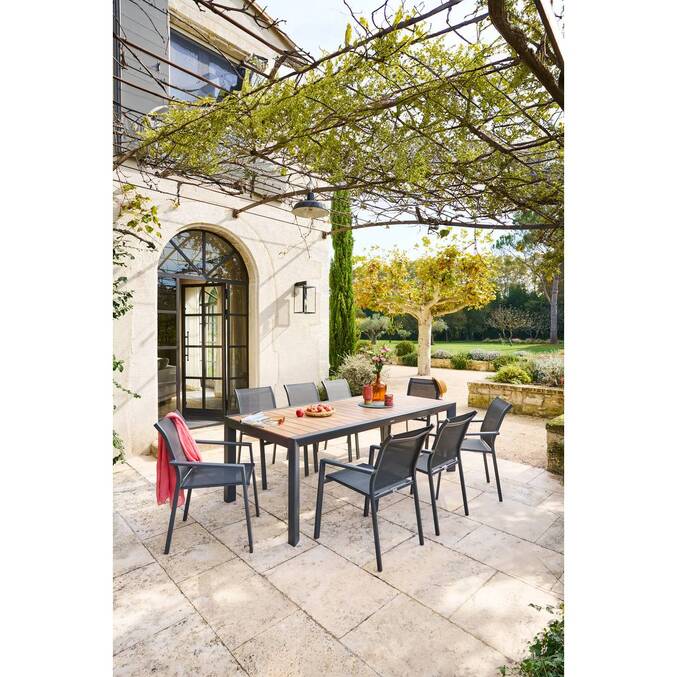 Table de jardin ÉVASION Effet bois Honey & Graphite