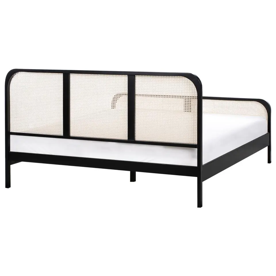 GONFARON - Tweepersoonsbed - Zwart - 180 x 200 cm - Dennenhout