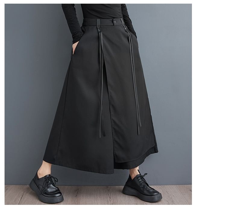 Lewwe - Hoge taille effen asymmetrische cropped culottes