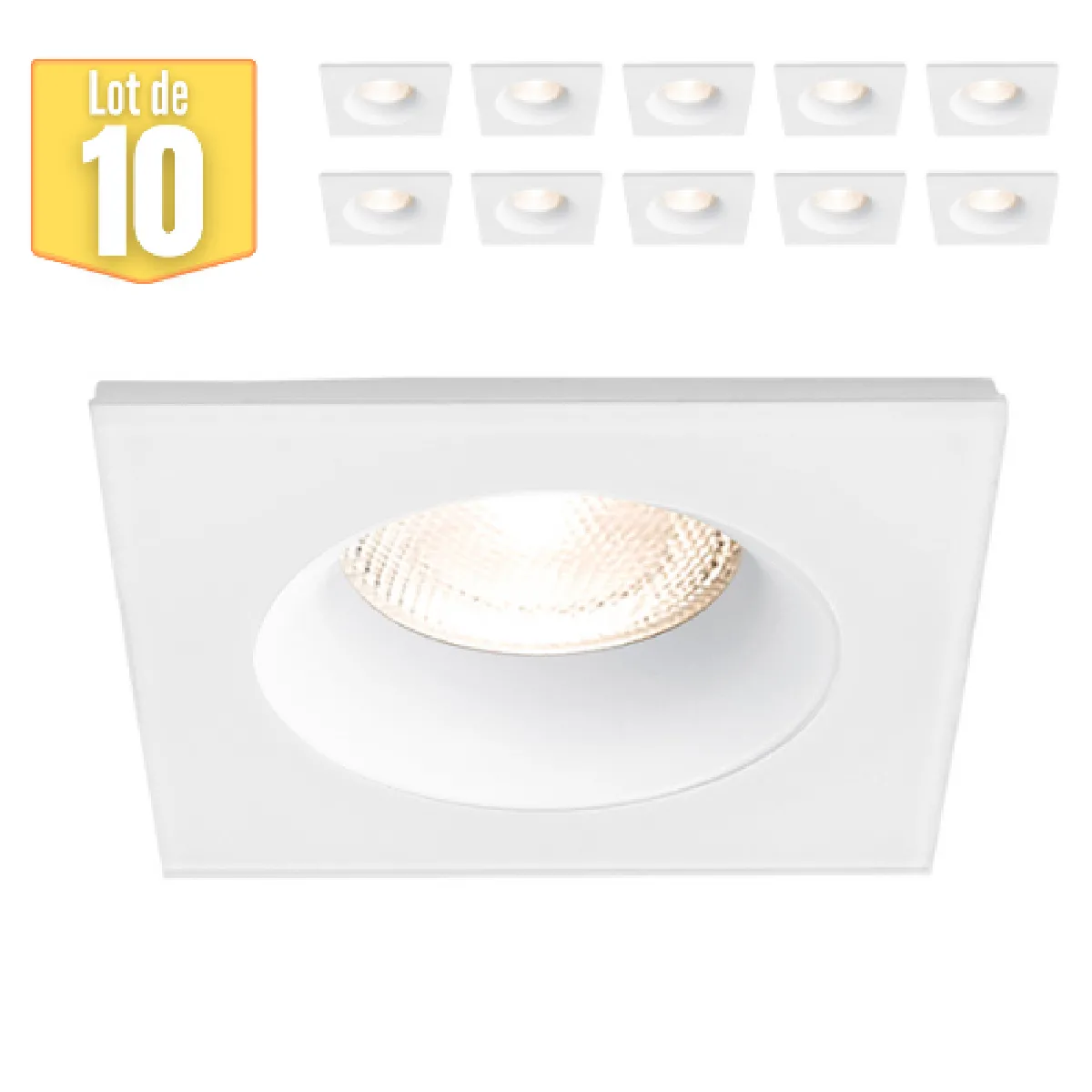 Braytron 10 Fixations Spot Tetra-D - Carré - Blanc