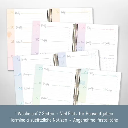 Häfft Verlag College-Timer A5 23/24, 1 Stück, 8-fach sortiert
