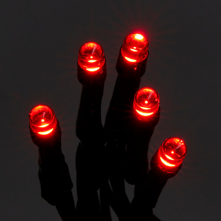 Guirlande lumineuse LED intérieure rouge câble vert 8 fonctions 20 m