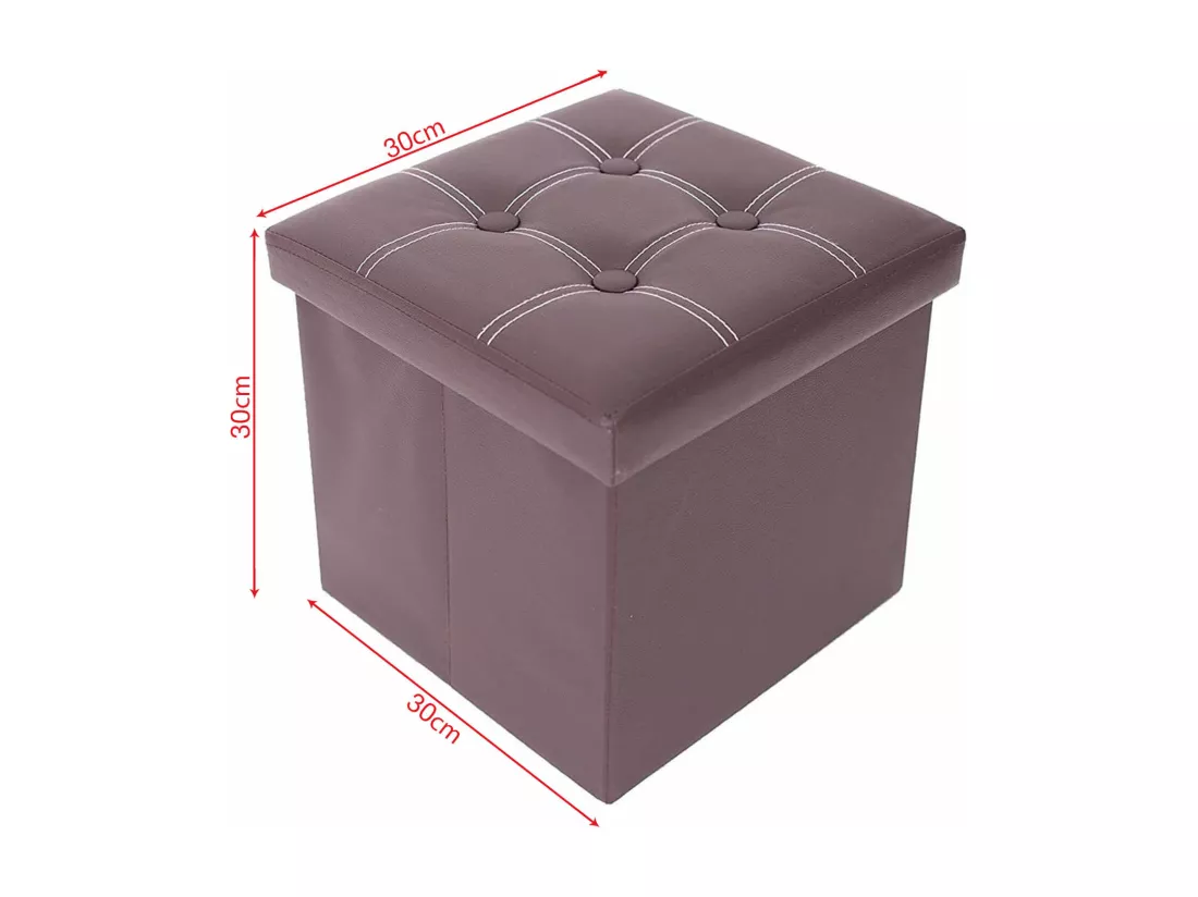 Mobili Rebecca Pouf Tabouret Boîte de Rangement Marron Contemporain 30x30x30